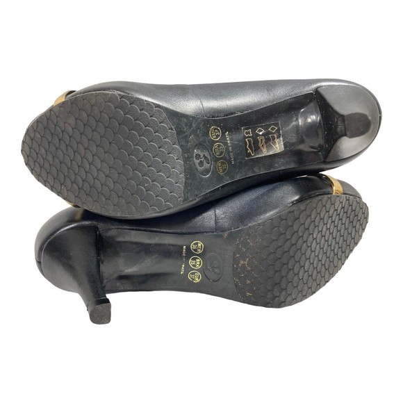 Manoli Heels Black Leather Peep Toe Platform Pumps Women's 6.5M Made in Brazil - Picture 7 of 8